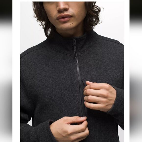 NWT Prana Route Tracker Sweater Jacket Dark Iron Grey Full Zip Size L - Picture 10 of 12